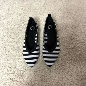 Striped Black and White Women's Flats